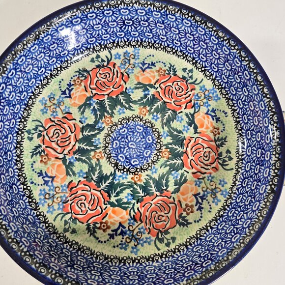 Unikat 1897 Ultimate Bakeware Col. 2007 Floral Handmade 12 x 2.5 Polish Pottery - Picture 3 of 14